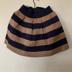Chic Tan and Navy Striped Mini Skirt